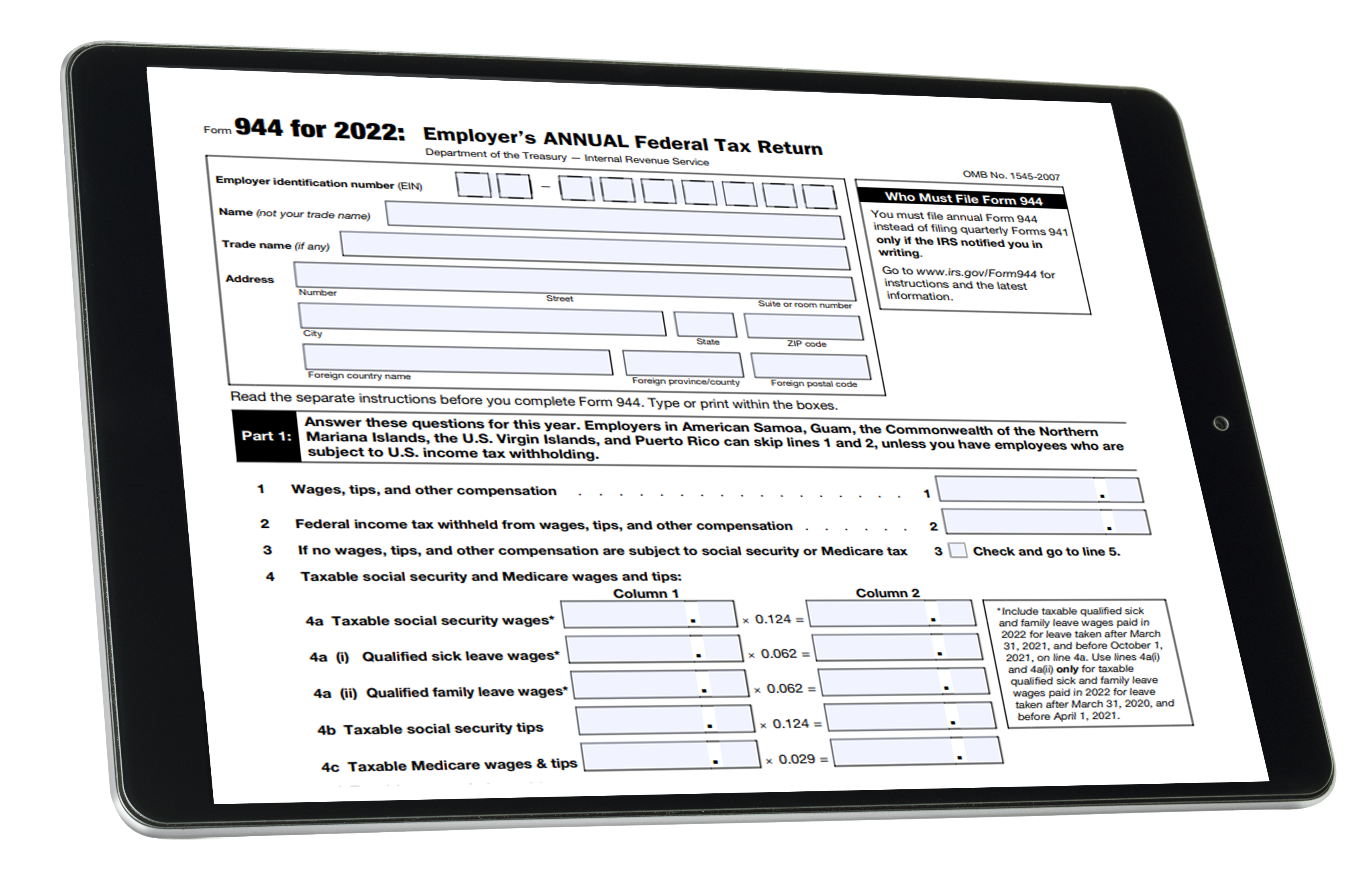 IRS Form 944 for 2022
