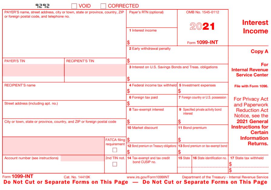 Irs Form 1099 Int Fillable Online Printable Forms Free Online